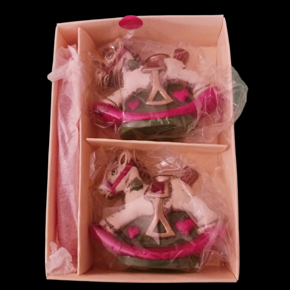 Holiday Memories Collector Ornament. Rocking Horse Candles